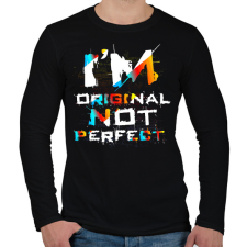 PRINTFASHION Egyedi vagyok, nem tökéletes - Férfi hosszú ujjú póló - Fekete férfi póló