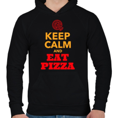 PRINTFASHION Egyél pizzát - Férfi kapucnis pulóver - Fekete