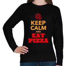 PRINTFASHION Egyél pizzát - Női pulóver - Fekete