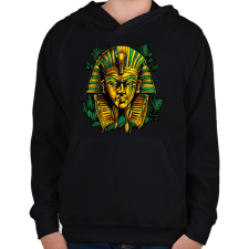 PRINTFASHION Egyiptomi fáraó - Gyerek kapucnis pulóver - Fekete gyerek pulóver, kardigán