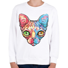 PRINTFASHION Egyiptomi macska vízfesték - Gyerek pulóver - Fehér
