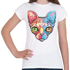 PRINTFASHION Egyiptomi macska vízfesték - Női póló - Fehér női póló