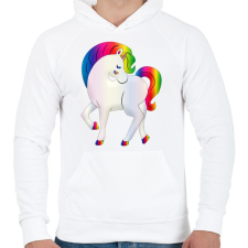 PRINTFASHION Egyszarvú - Férfi kapucnis pulóver - Fehér férfi pulóver, kardigán