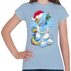 PRINTFASHION Egyszarvú karácsony - Női póló - Világoskék