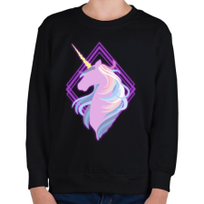 PRINTFASHION Egyszarvú neon - Gyerek pulóver - Fekete gyerek pulóver, kardigán