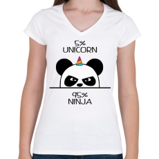 PRINTFASHION Egyszarvú ninja - Női V-nyakú póló - Fehér