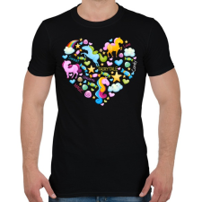 PRINTFASHION Egyszarvú szív - Férfi póló - Fekete férfi póló