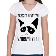 PRINTFASHION Egyszer nevettem, szörnyű volt - Női V-nyakú póló - Fehér