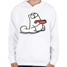 PRINTFASHION Éhes cica - Gyerek kapucnis pulóver - Fehér gyerek pulóver, kardigán