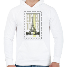 PRINTFASHION Eiffel Tower - Férfi kapucnis pulóver - Fehér