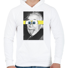 PRINTFASHION Einstein - Férfi kapucnis pulóver - Fehér férfi pulóver, kardigán