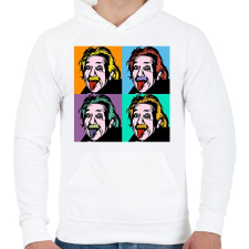 PRINTFASHION Einstein - Férfi kapucnis pulóver - Fehér férfi pulóver, kardigán