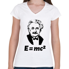 PRINTFASHION Einstein  - Női V-nyakú póló - Fehér