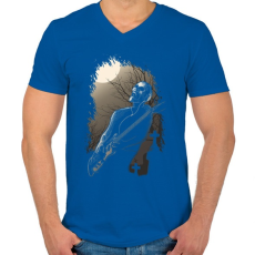 PRINTFASHION Éjféli rock - Férfi V-nyakú póló - Királykék