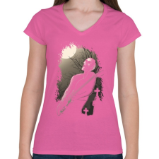 PRINTFASHION Éjféli rock - Női V-nyakú póló - Rózsaszín női póló