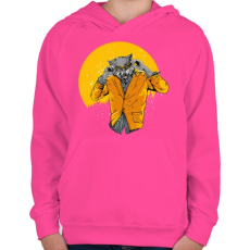 PRINTFASHION Éjjeli szörnyfarkas - Gyerek kapucnis pulóver - Fukszia