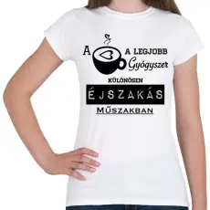PRINTFASHION ÉJSZAKÁS MŰSZAK - Női póló - Fehér