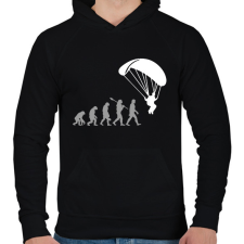 PRINTFASHION Ejtőernyős evolúció - Férfi kapucnis pulóver - Fekete férfi pulóver, kardigán