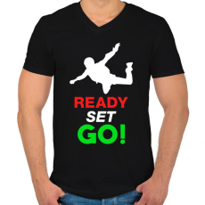 PRINTFASHION Ejtőernyőzés - Férfi V-nyakú póló - Fekete