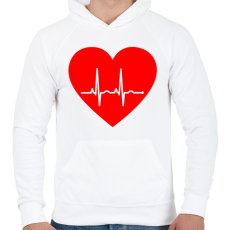 PRINTFASHION Ekg - Férfi kapucnis pulóver - Fehér