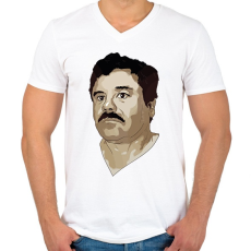 PRINTFASHION El Chapo - Férfi V-nyakú póló - Fehér