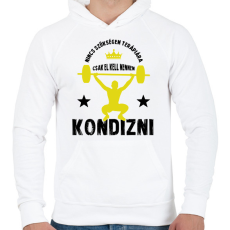 PRINTFASHION El kell mennem kondizni - Férfi kapucnis pulóver - Fehér