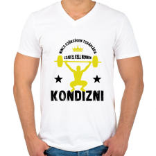 PRINTFASHION El kell mennem kondizni - Férfi V-nyakú póló - Fehér férfi póló