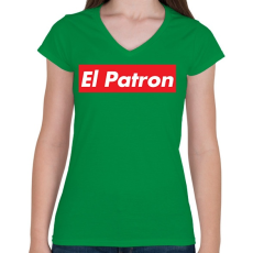 PRINTFASHION El patron  - Női V-nyakú póló - Zöld