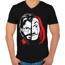 PRINTFASHION El Professor - Férfi V-nyakú póló - Fekete férfi póló