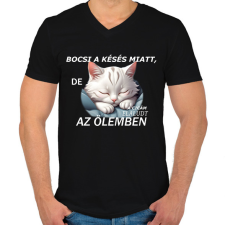 PRINTFASHION elaludt az ölemben - Férfi V-nyakú póló - Fekete férfi póló