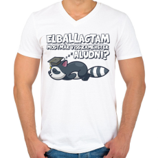 PRINTFASHION Elballagtam mostmár visszamehetek aludni? - Férfi V-nyakú póló - Fehér