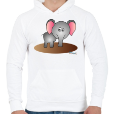 PRINTFASHION Elefánt - Férfi kapucnis pulóver - Fehér férfi pulóver, kardigán