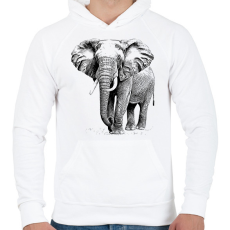 PRINTFASHION elefánt - Férfi kapucnis pulóver - Fehér