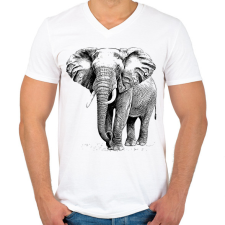 PRINTFASHION elefánt - Férfi V-nyakú póló - Fehér férfi póló