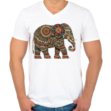 PRINTFASHION Elefánt gond art stílusban - Férfi V-nyakú póló - Fehér férfi póló