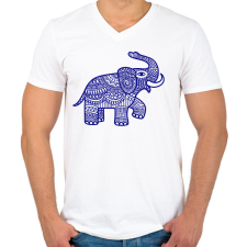 PRINTFASHION Elefánt - kék - Férfi V-nyakú póló - Fehér férfi póló
