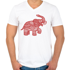 PRINTFASHION Elefánt - piros - Férfi V-nyakú póló - Fehér férfi póló