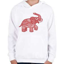 PRINTFASHION Elefánt - piros - Gyerek kapucnis pulóver - Fehér gyerek pulóver, kardigán