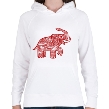 PRINTFASHION Elefánt - piros - Női kapucnis pulóver - Fehér női pulóver, kardigán