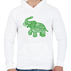 PRINTFASHION Elefánt - zöld - Férfi kapucnis pulóver - Fehér