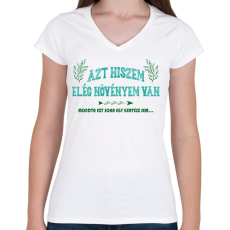 PRINTFASHION Elég növényem van - Női V-nyakú póló - Fehér