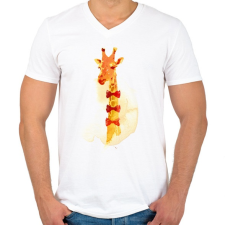 PRINTFASHION Elegant giraffe - Férfi V-nyakú póló - Fehér férfi póló