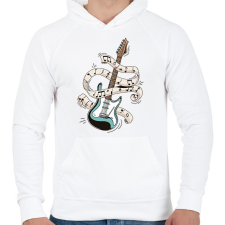 PRINTFASHION Elektromos gitár - Férfi kapucnis pulóver - Fehér férfi pulóver, kardigán