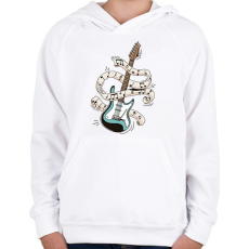 PRINTFASHION Elektromos gitár - Gyerek kapucnis pulóver - Fehér