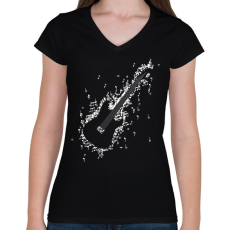 PRINTFASHION Elektromos gitár - Női V-nyakú póló - Fekete