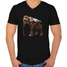 PRINTFASHION Elephant - Férfi V-nyakú póló - Fekete férfi póló