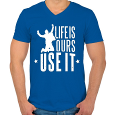 PRINTFASHION Élet - Éld az életed ! - Férfi V-nyakú póló - Királykék