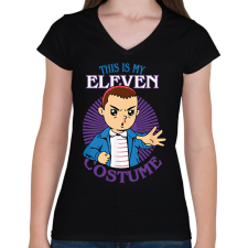 PRINTFASHION Eleven costume - Női V-nyakú póló - Fekete női póló