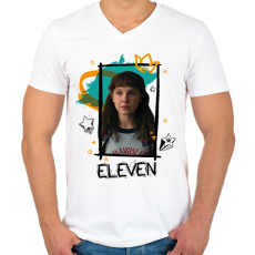 PRINTFASHION Eleven - Stranger Things - Férfi V-nyakú póló - Fehér