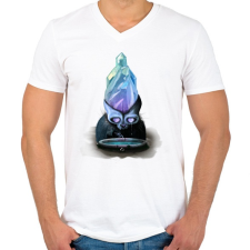 PRINTFASHION Elmerengő koponya - Férfi V-nyakú póló - Fehér férfi póló